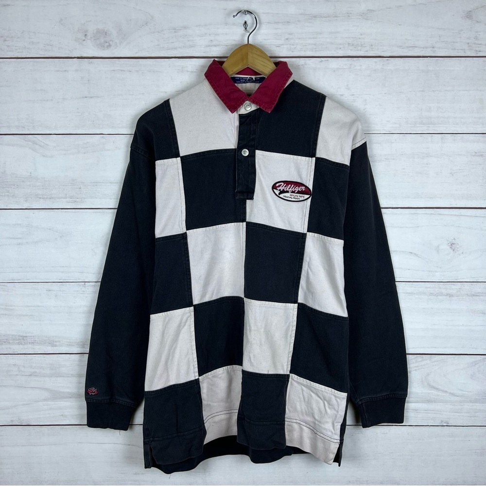 Vintage 1990s Tommy Hilfiger Motorcycle Rugby Polo Shirt Small